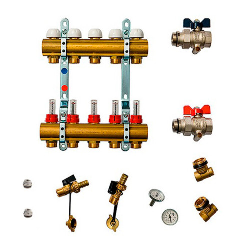 Коллекторная группа (нерж) Ду20х20Н 5 выходов со встроенными расходомерами под евроконус