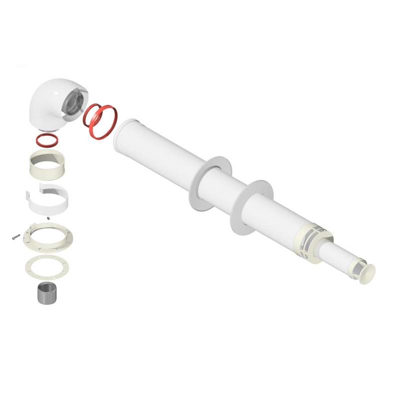 Комплект коакс. 60/100 L-0.75м с коленом универсальный Ал/Ал (ARISTON, ARDERIA, BAXI))-1