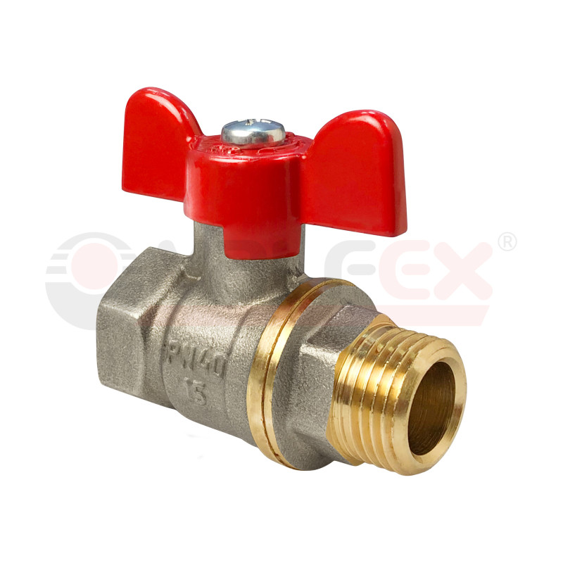 Кран шаровый 1/2" ВР/НР бабочка, американка, ник. для воды Valfex (20/80)