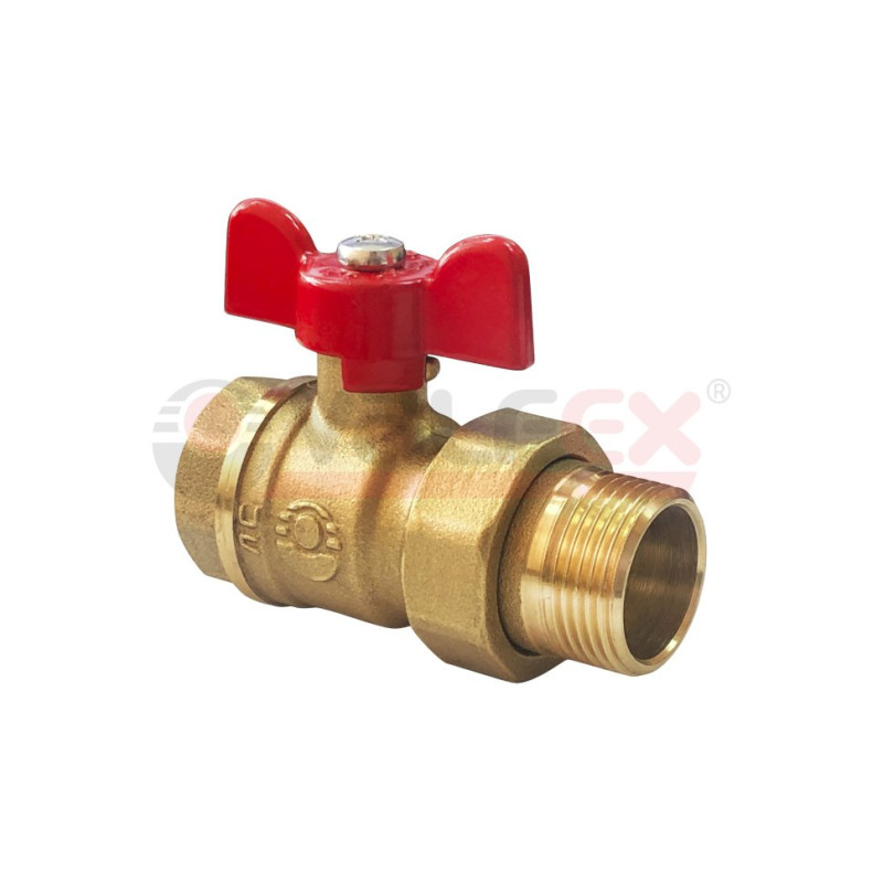 Кран шаровый 3/4" НР х 3/4" ВР с полусгоном "бабочка"  Valfex