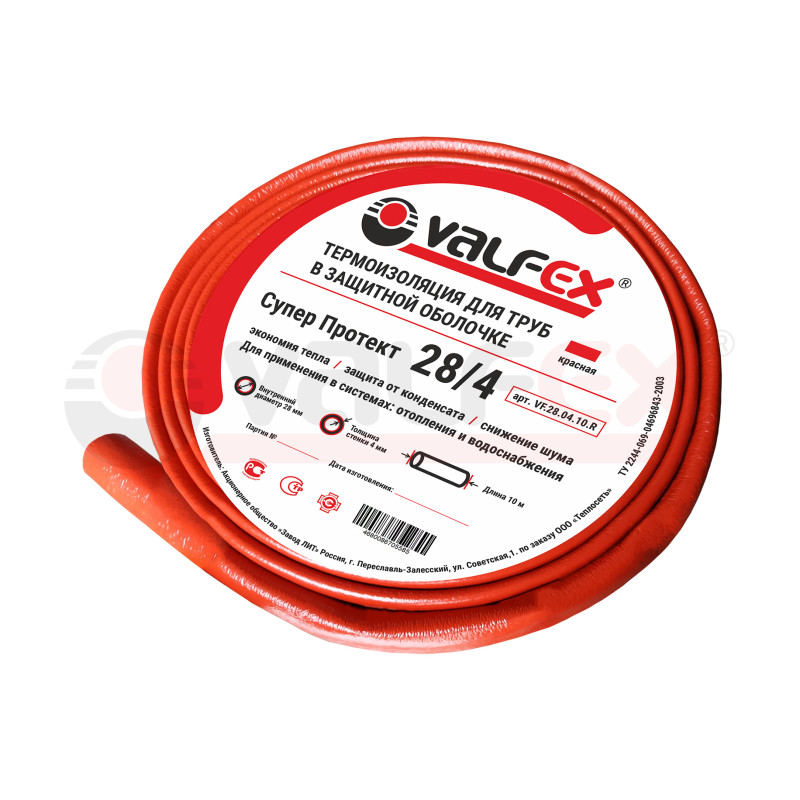 Теплоизоляция трубная 22х4 красная 10 м Valfex (160 м)