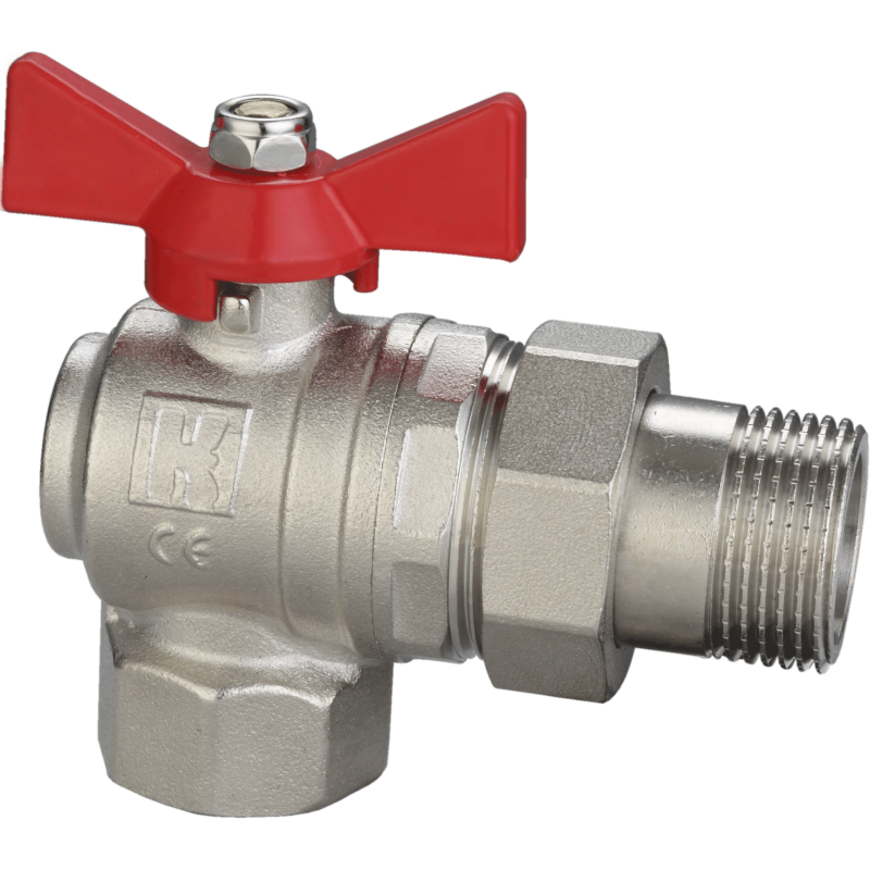 Кран шаровый 3/4" НР х 3/4" ВР угловой с полусгоном "бабочка" Comtek