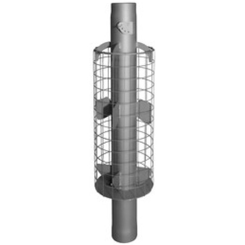 Дымоход-конвектор стартовый с сеткой для камней и шибером 115мм L 1м (серый)